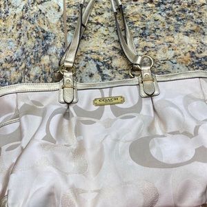 Coach tan and gold bag